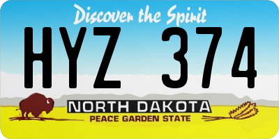 ND license plate HYZ374