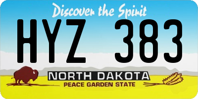 ND license plate HYZ383