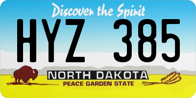 ND license plate HYZ385