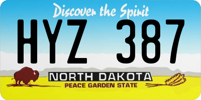 ND license plate HYZ387