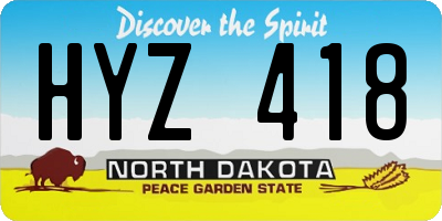 ND license plate HYZ418