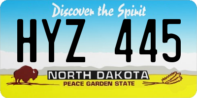 ND license plate HYZ445