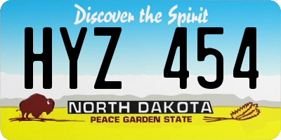 ND license plate HYZ454