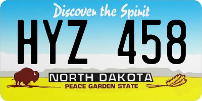 ND license plate HYZ458