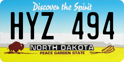 ND license plate HYZ494