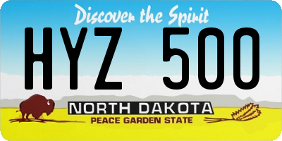 ND license plate HYZ500