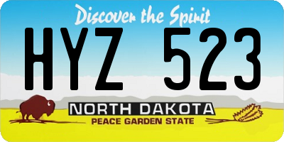 ND license plate HYZ523