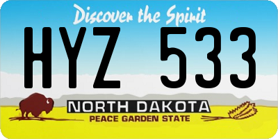ND license plate HYZ533