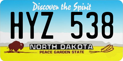 ND license plate HYZ538