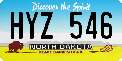 ND license plate HYZ546