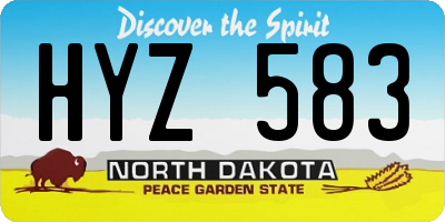 ND license plate HYZ583