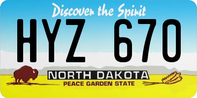 ND license plate HYZ670
