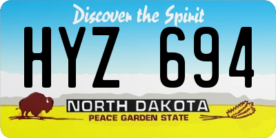 ND license plate HYZ694
