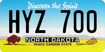 ND license plate HYZ700