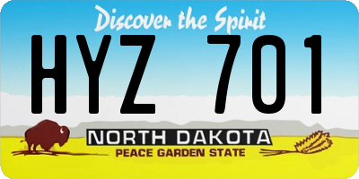 ND license plate HYZ701