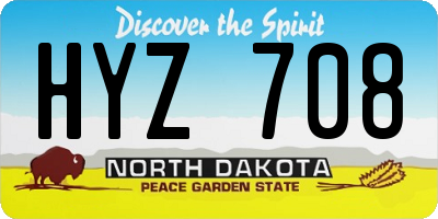 ND license plate HYZ708
