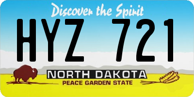 ND license plate HYZ721