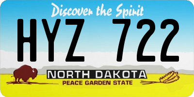 ND license plate HYZ722