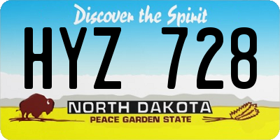 ND license plate HYZ728
