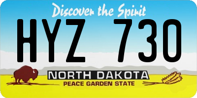 ND license plate HYZ730
