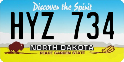 ND license plate HYZ734