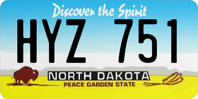 ND license plate HYZ751