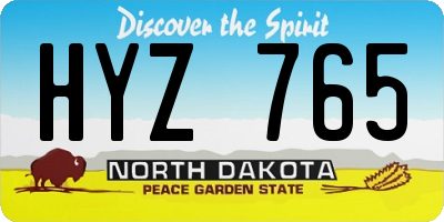 ND license plate HYZ765