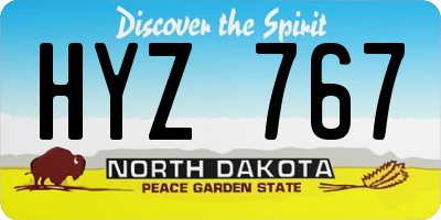 ND license plate HYZ767