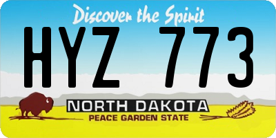 ND license plate HYZ773