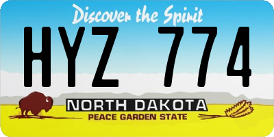 ND license plate HYZ774