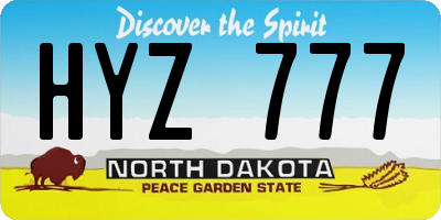 ND license plate HYZ777