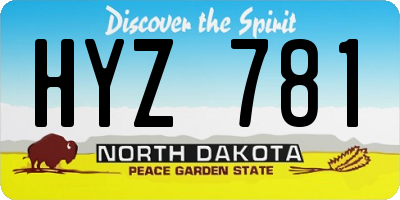 ND license plate HYZ781