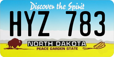 ND license plate HYZ783