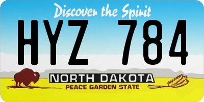 ND license plate HYZ784