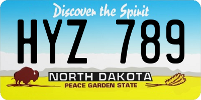 ND license plate HYZ789