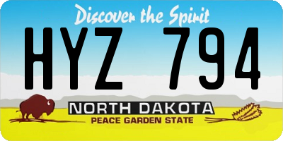 ND license plate HYZ794