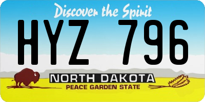 ND license plate HYZ796