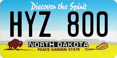 ND license plate HYZ800