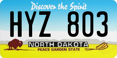 ND license plate HYZ803
