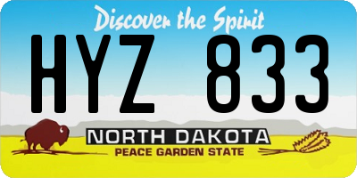 ND license plate HYZ833