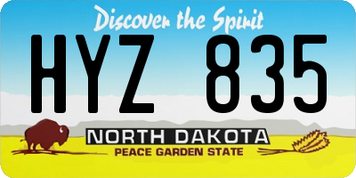 ND license plate HYZ835