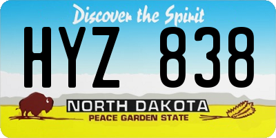 ND license plate HYZ838