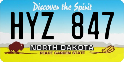 ND license plate HYZ847