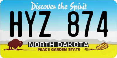 ND license plate HYZ874