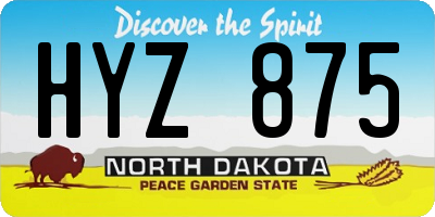 ND license plate HYZ875
