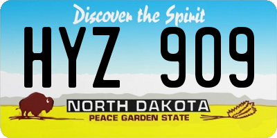 ND license plate HYZ909