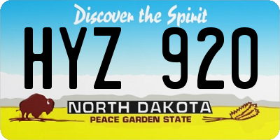 ND license plate HYZ920