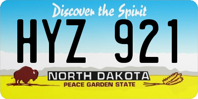 ND license plate HYZ921