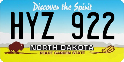 ND license plate HYZ922