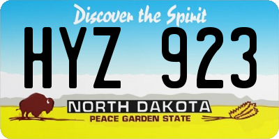 ND license plate HYZ923